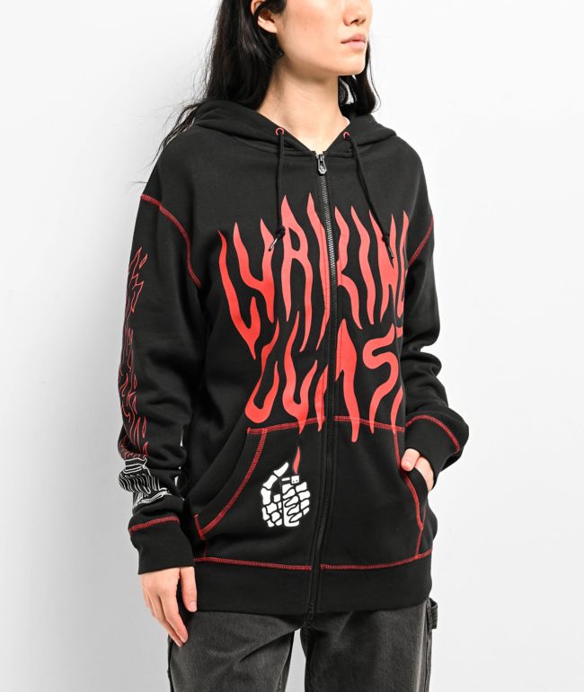 Ed Hardy Flame Skull Ivory Zip Hoodie