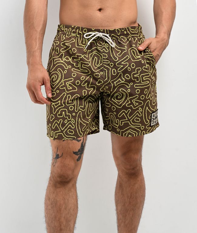 Empyre Squiggle Floater Brown Board Shorts - Empyre