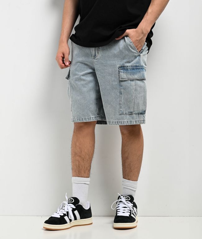 Off-White logo-patch denim shorts - Brown