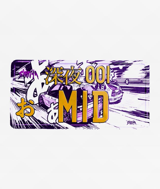 Shinya Mid Purple, White & Gold License Plate - Shinya