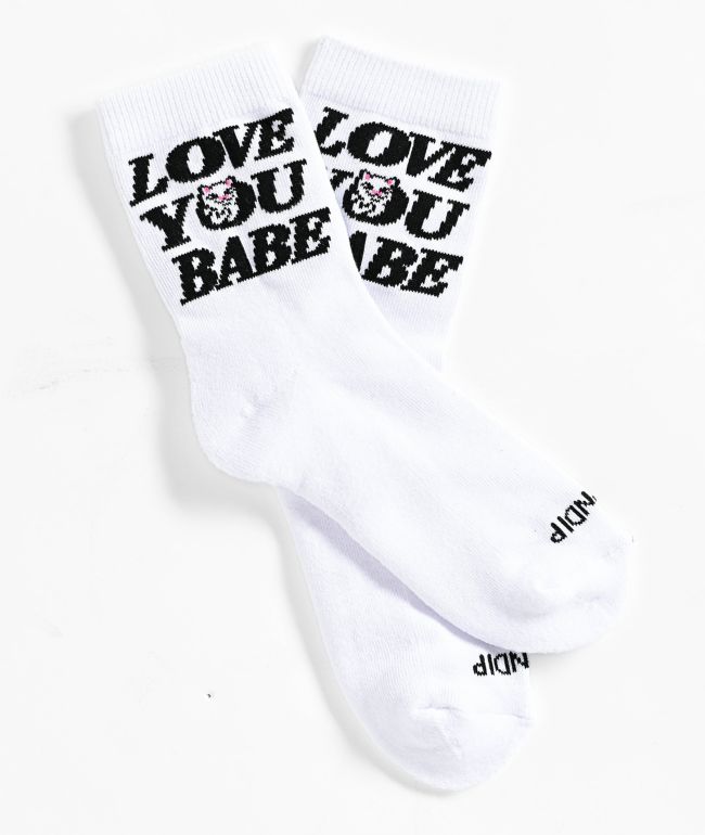 RIPNDIP Love You White Crew Socks - RIPNDIP