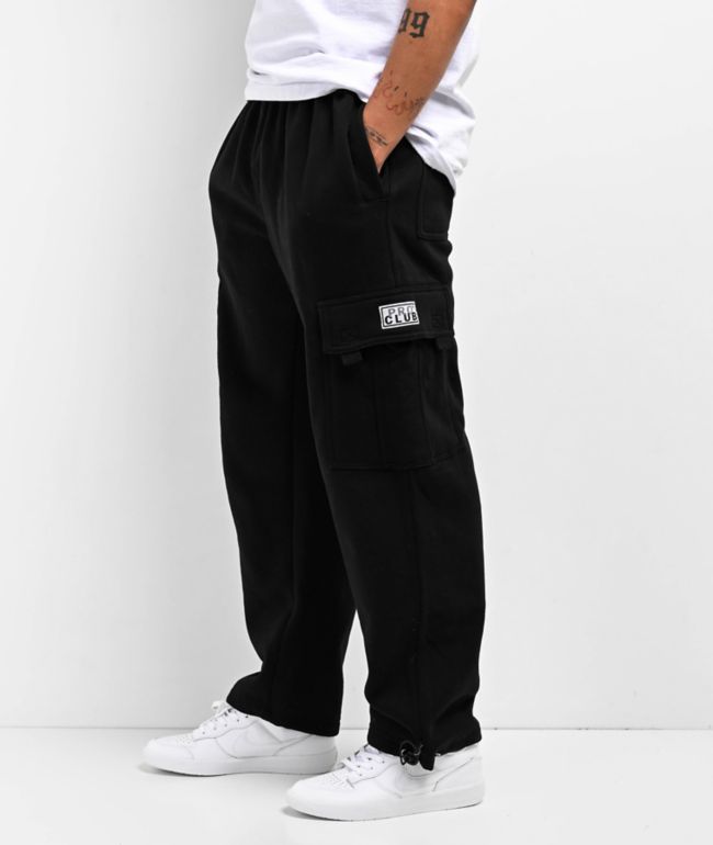 RSQ Womens Mid Rise Double Cargo Parachute Pants - BLACK