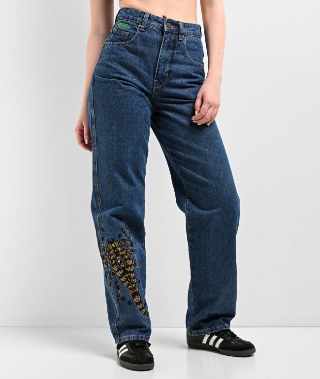 Empyre Tori Scorpion Embroidery Blue Skate Jeans - Empyre