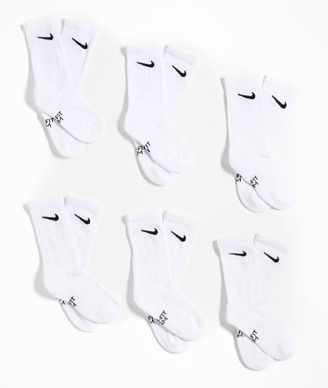 Nike Kids Everyday White 6 Pack Crew Socks - Nike