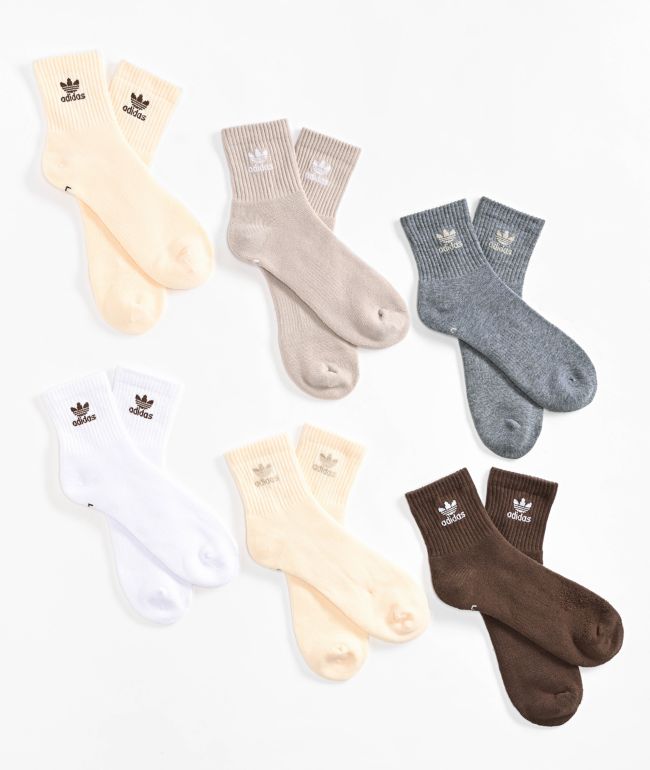 adidas Originals Trefoil 6 Pack Earth Tone Ankle Socks - adidas