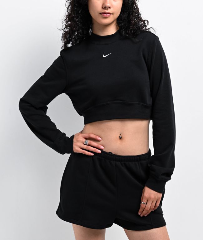 ★★Nike★★ Sportswear Chill Knit Crop T-shirt W Black Whit Nike Sportswear Women's Chill Knit Cropped T-Shirt Black