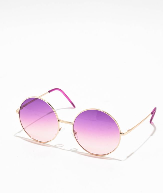 Vintage Round Purple & Pink Sunglasses - Blue Gem Sunglasses