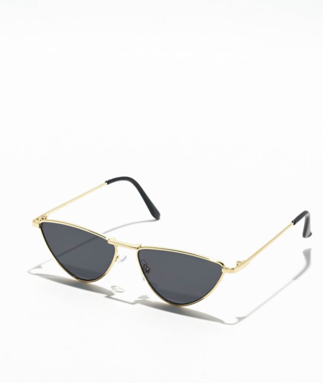Half Moon Black & Gold Cat Eye Sunglasses - 