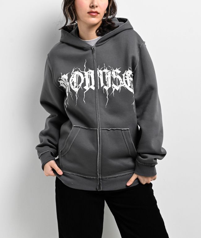 トップス Crush ProcessingShortLength Hoodie SWIXXZ Butterfly Chrome Grey Hoodie | Zumiez