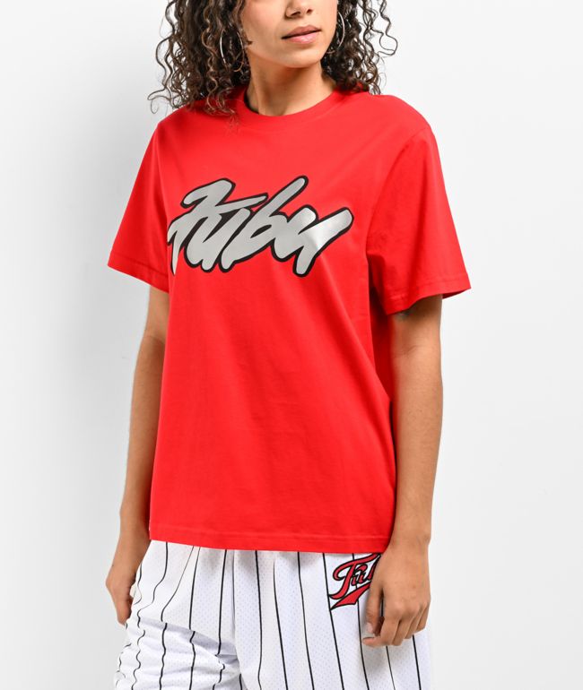 FORD X True Religion クリスタル マスタング ベイビーTシャツ Ford x True Religion Crystal Mustang Aurora Red Crop T-Shirt