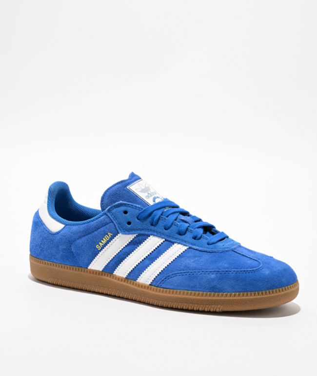 adidas Samba ADV Bluebird, White & Gum Skate Shoes - adidas