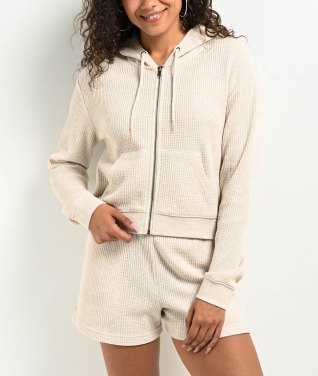 Zine Jones Oatmeal Waffle Zip Hoodie - Zine
