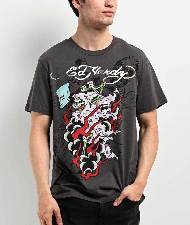 Ed Hardy PANTHER HEAD Tシャツ Ed Hardy Panther Head Rhinestone Black T-Shirt | Zumiez