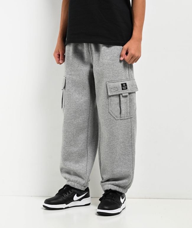 Ninth Hall Kids Stash Heather Grey Cargo Sweatpants | Zumiez