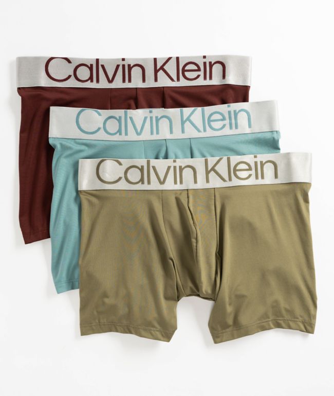 Calvin Klein Microfiber Stretch Black, Red & Grey 3-Pack Boxer Briefs