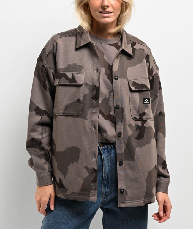 Converse Camo Long Sleeve Button Up Jacket - Converse