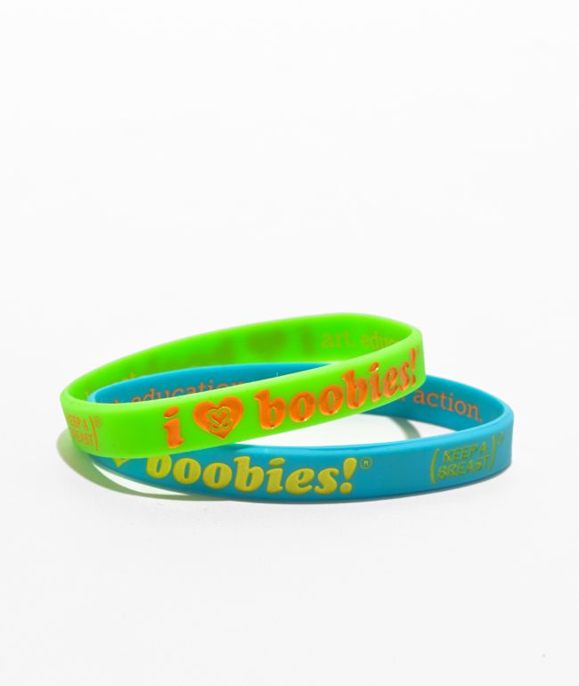 Keep A Breast Foundation I Heart Boobies Neon & Cactus Mini 2 Pack Bracelets - Keep A Breast Foundation