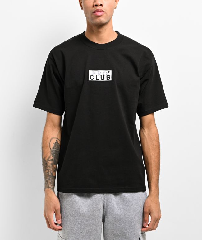 Pro Club Embroidered Box Logo Black Long Sleeve T-Shirt | Zumiez