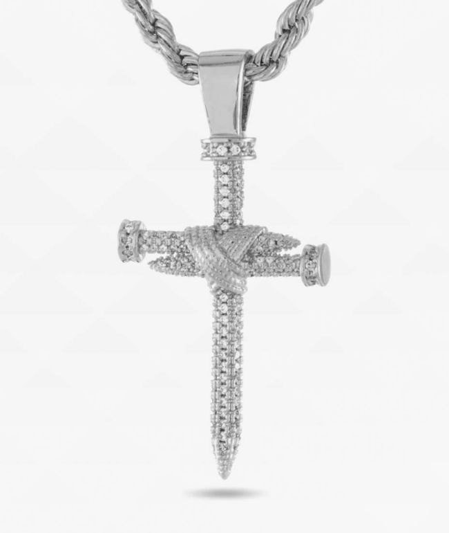 King Ice Biker Cross Stainless Steel Necklace | Zumiez