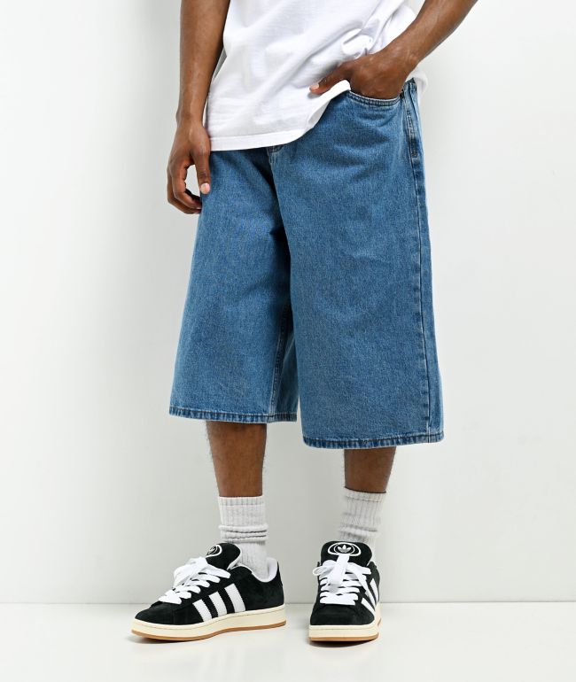 Empyre Blake Ultra Wide Blue Denim Skate Shorts