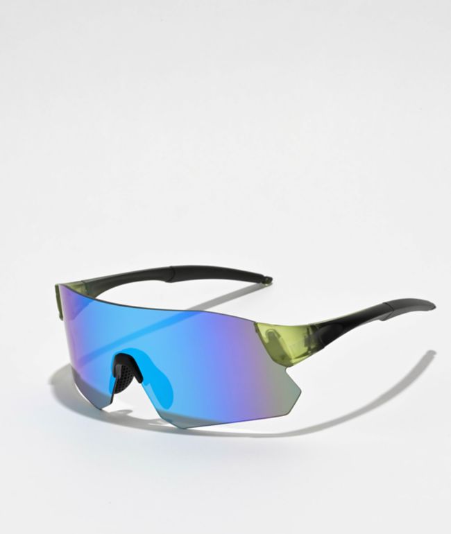Blue Mirror Shield Sunglasses - Eyeking