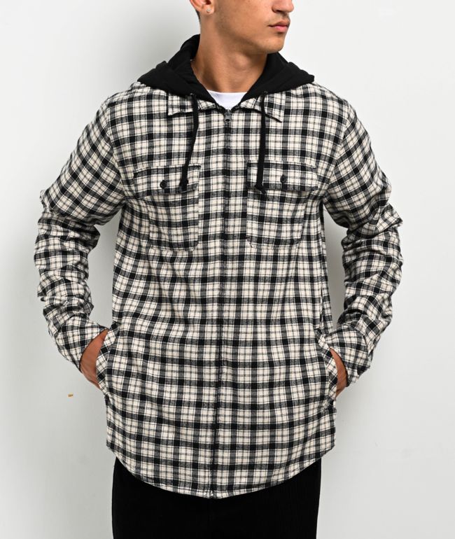 Empyre Prime Black White Hooded Flannel Shirt Zumiez