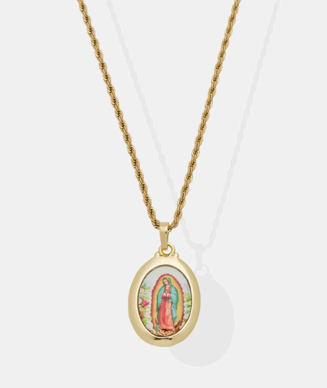 Saint Midas Pray For Us Guadalupe  20" Gold Chain Necklace - Saint Midas