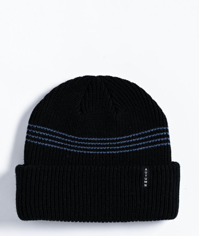Autumn Mini Stripe Black Beanie - Autumn