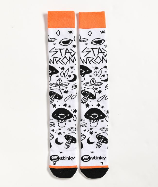 Stinky Socks Stay Wrong White Snowboard Socks - Stinky Socks