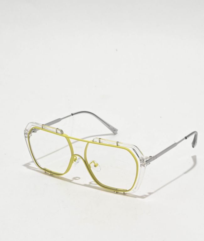 Nort Pretenders Clear & Yellow Square Glasses - Eyeking