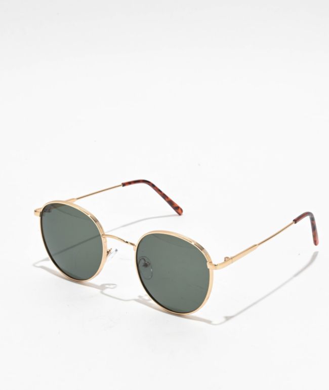 Round Gold, Green & Tortoise Sunglasses - Eyeking
