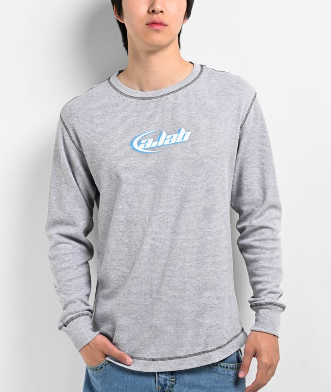 Pro Club Embroidered Box Logo Grey Long Sleeve T-Shirt | Zumiez