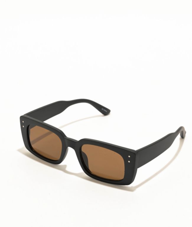 Micro Rectangle Leopard Black & Gold Frameless Sunglasses