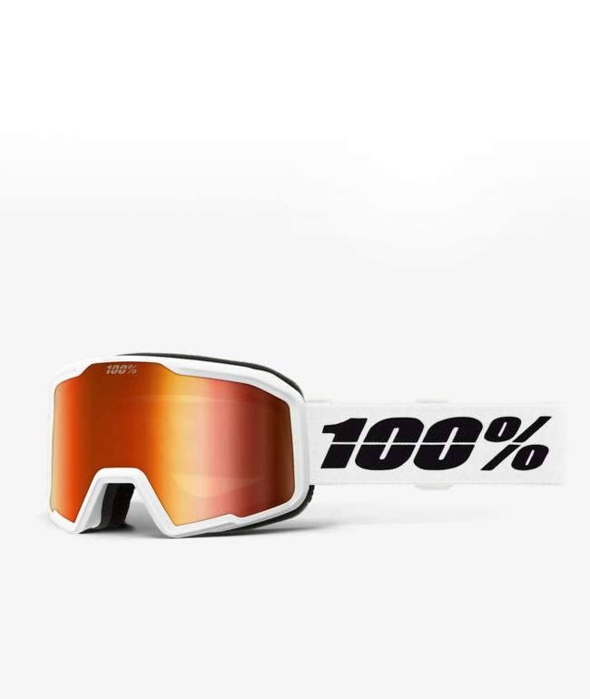 100% Valnor White & Red Mirror Snowboard Goggles - 100%