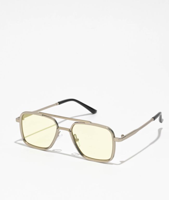 Bios Silver & Yellow Metal Pilot Sunglasses - I SEA