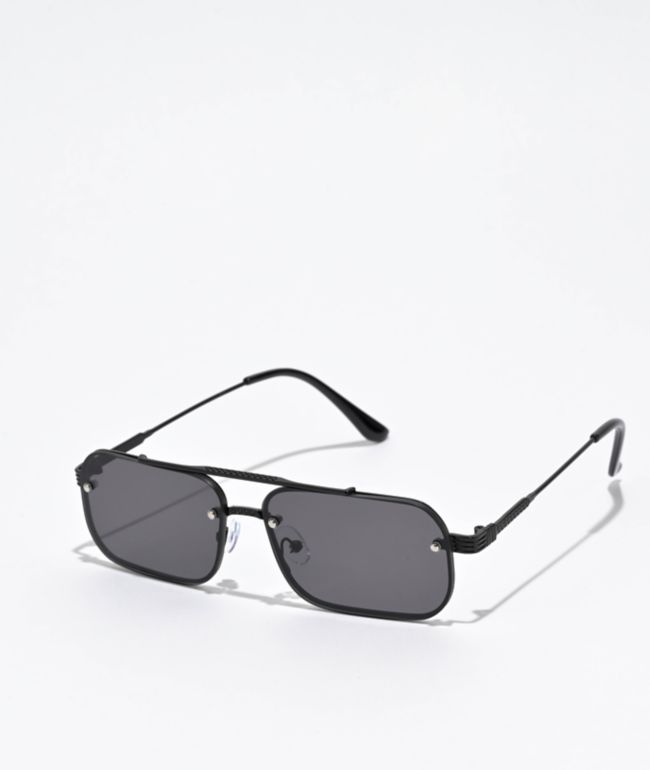 Hunter Rectangular Black Pilot Sunglasses - I SEA