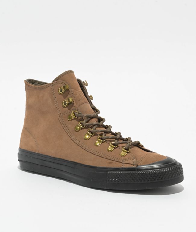 Converse Roman Gonzalez Chuck Taylor All Star Pro Hi Mushroom Forage & Black Suede Skate Shoes - Converse