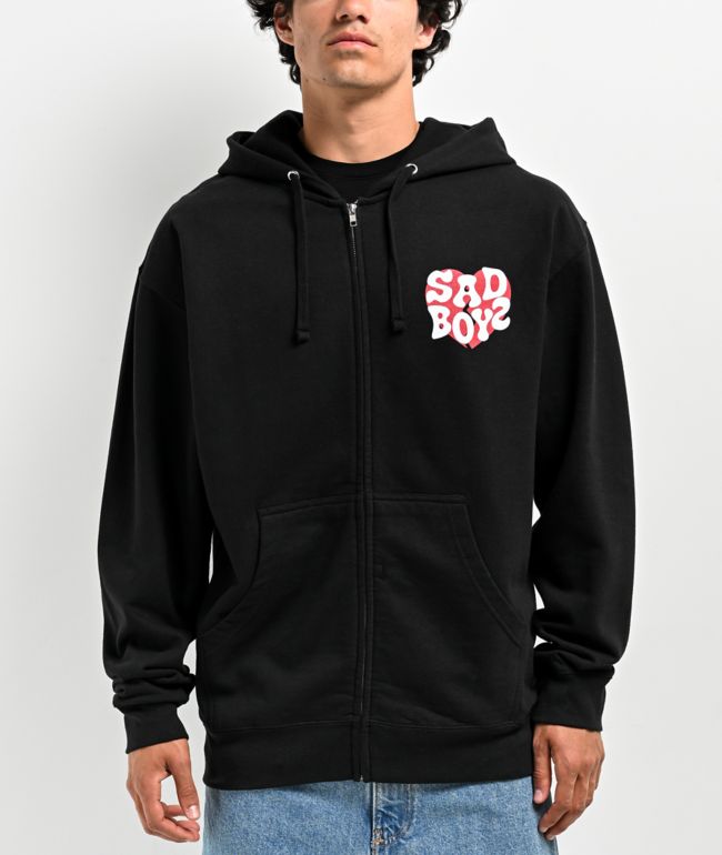SAD BOYZ By Junior H Rhinestone Logo Black Zip Hoodie | Zumiez