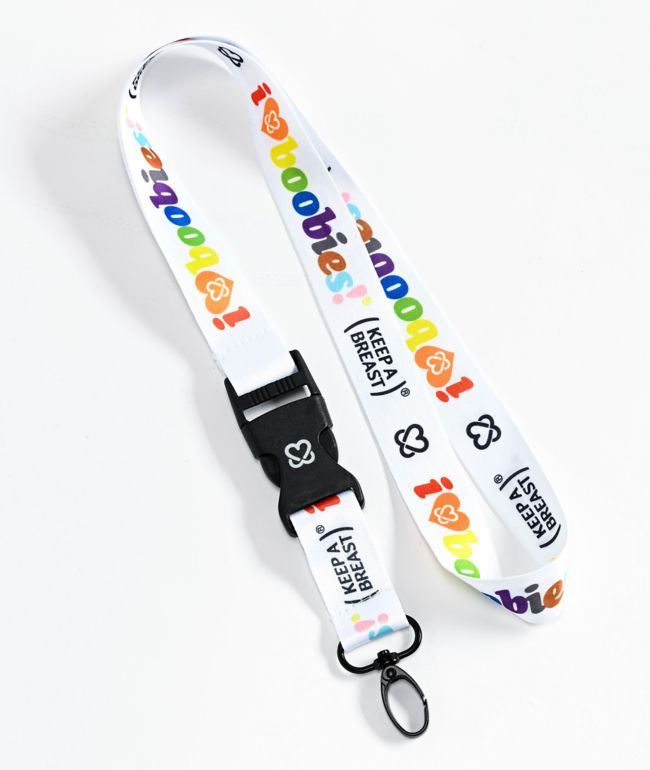 Keep A Breast Foundation I Heart Boobies Pride White Lanyard - Keep A Breast Foundation