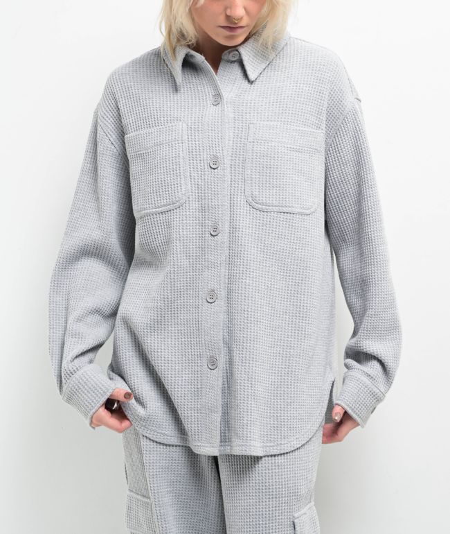 Freeworld Cleo Waffle Grey Flannel Shirt - Freeworld
