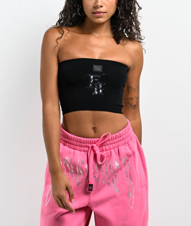 FB County Black Velour Tube Top | Zumiez
