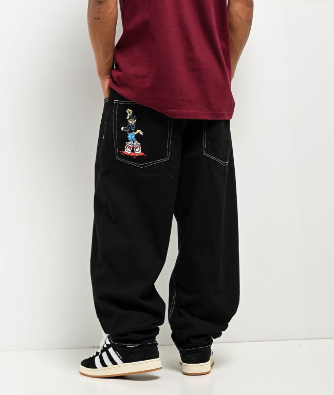 Empyre Graffiti Cat Black Ultra Loose Skate Jeans - Empyre