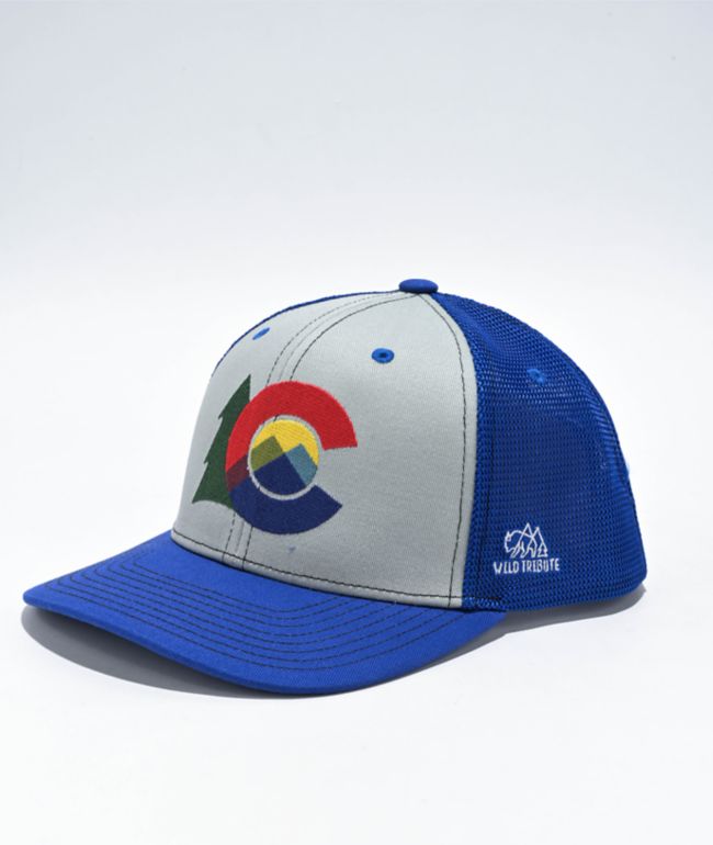 Wild Tribute Colorado Logo Blue Trucker Hat - Wild Tribute