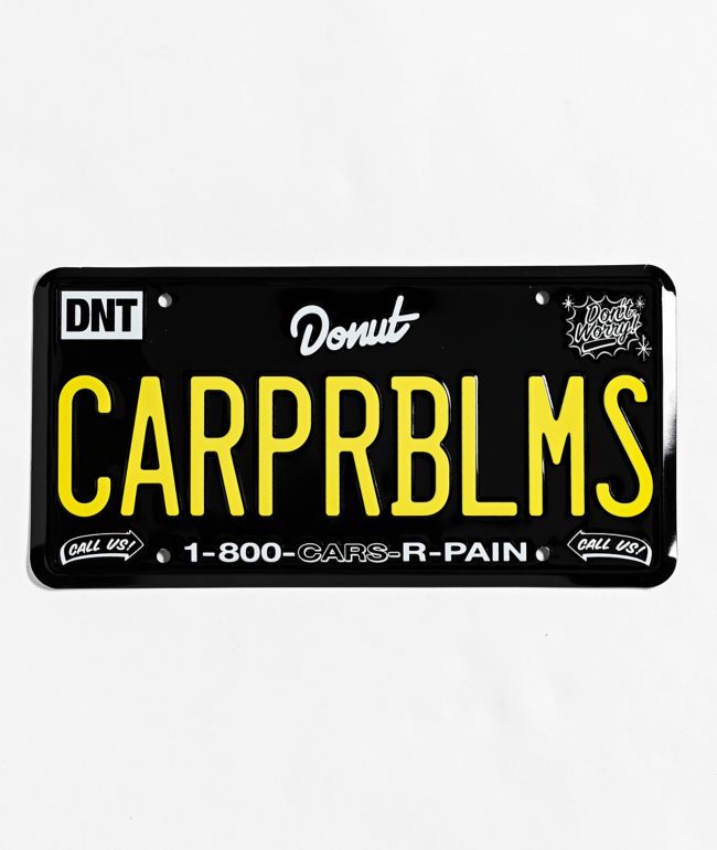 Donut CARPRBLMS Black License Plate - Donut