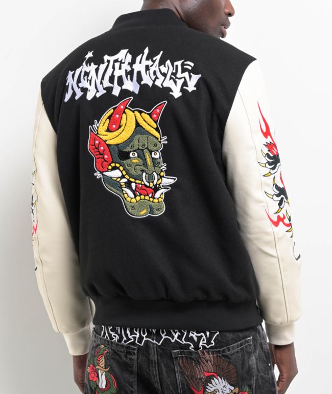 Ninth Hall Dragon Black & Cream Varsity Jacket - Ninth Hall
