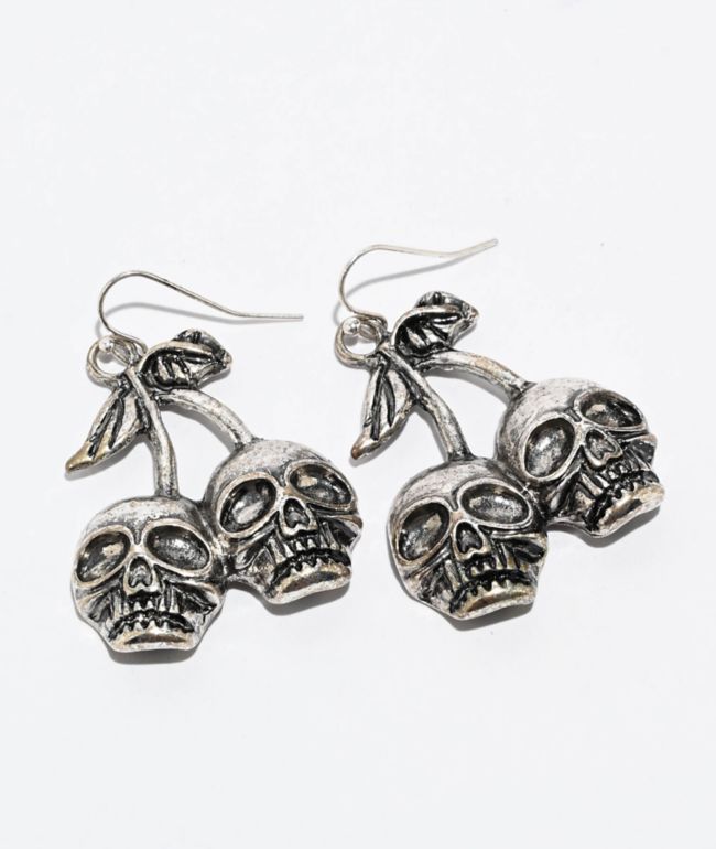 Ella Shea Skull Cherry Silver Earrings - Ella Shea