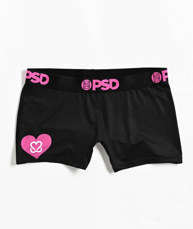 PSD x Keep A Breast Foundation I Heart Boobies Black Boyshort Underwear - PSD Underwear