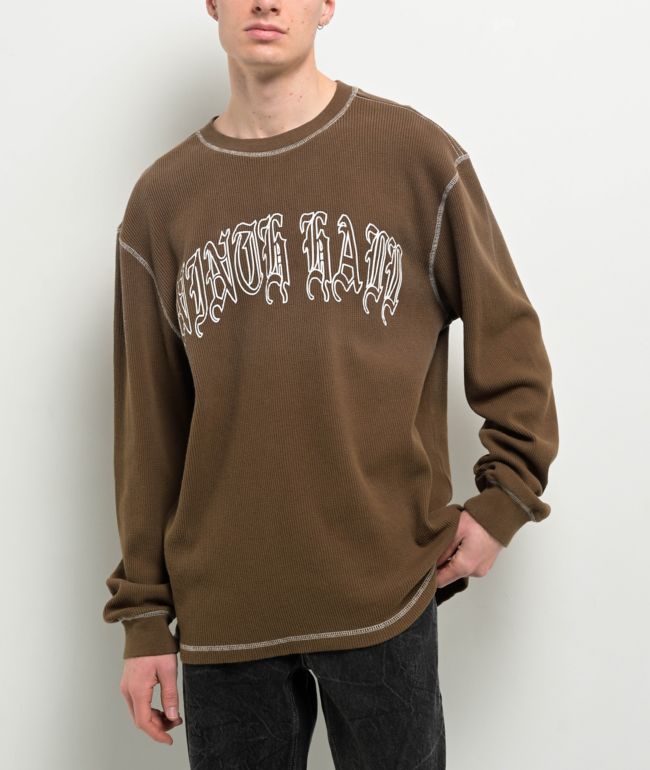 HUF Fuck It Brown & Yellow Long Sleeve Football Shirt | Zumiez HUF Fuck It Brown & Yellow Long Sleeve Football Shirt | Zumiez