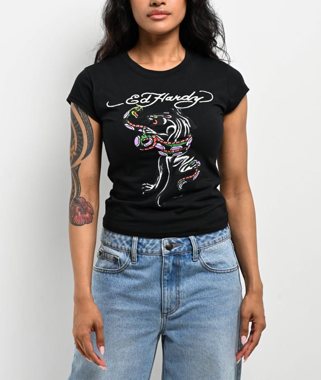 Ed Hardy Panther Snake Black T-Shirt