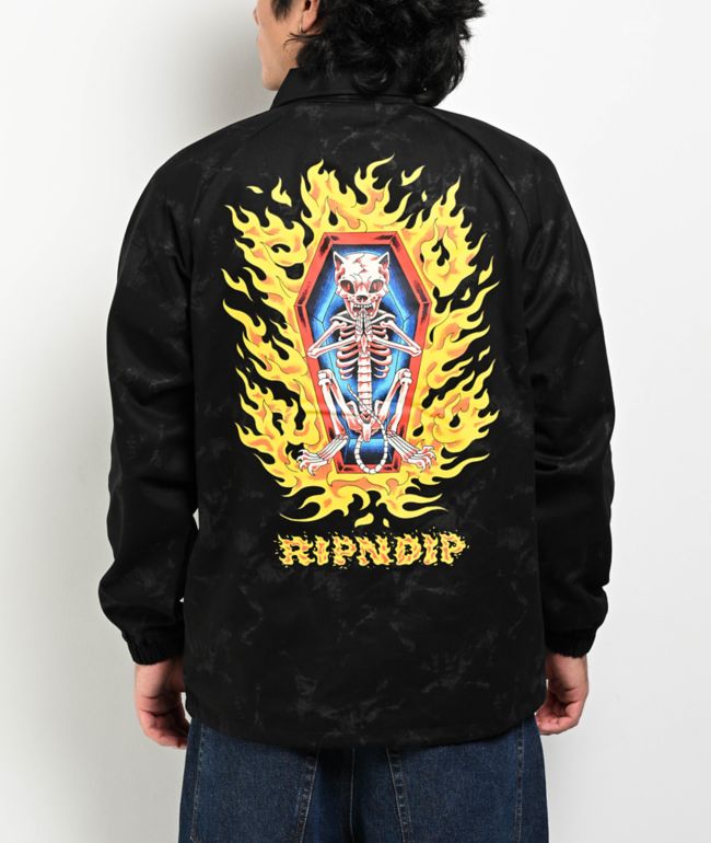 RIPNDIP Burn In Heck Black Coaches Jacket - RIPNDIP